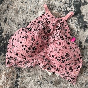 NWT Victorias Secret PINK Bralette High Neck Lace Girly Coquette Size Medium